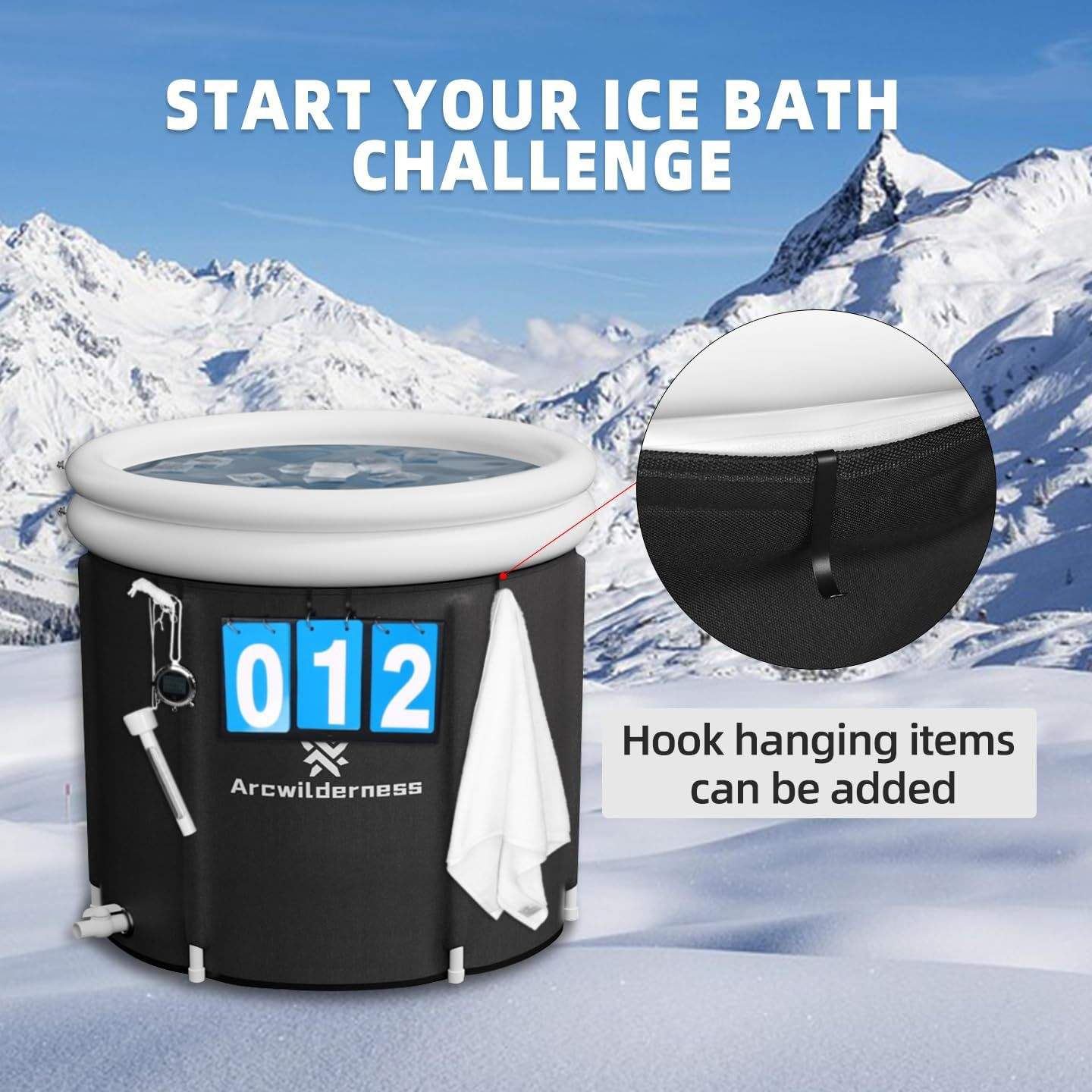 可拆卸内衬双层圆冰浴桶户外防漏隔热冰盆家用成人冷热水折叠浴缸