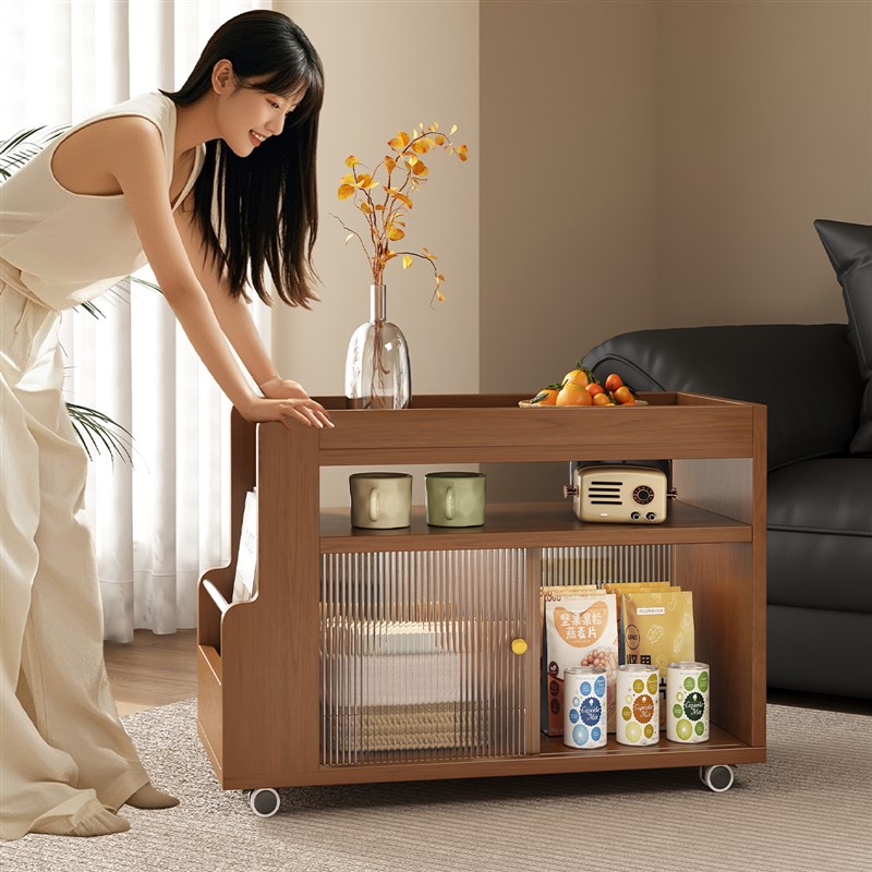 可移动茶几沙发边几侧边柜创意零食小推车带轮置物架茶台床头边柜