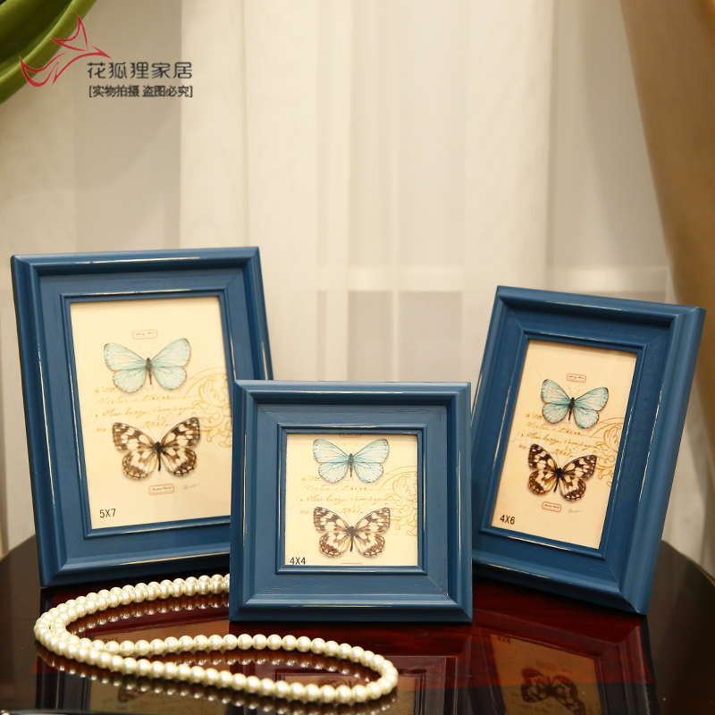 美式创意复古实木相框摆台7寸相框简约婚纱照挂墙相片照片洗照片