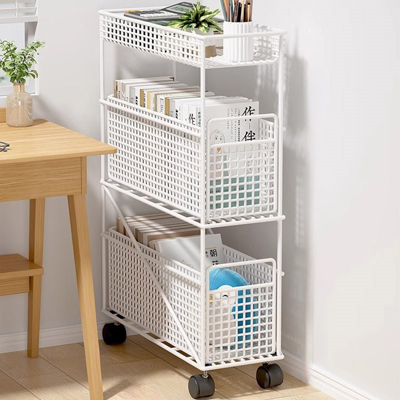 带轮置物架夹缝可抽拉小推车落地多层收纳架厨房蔬菜杂物架多功能