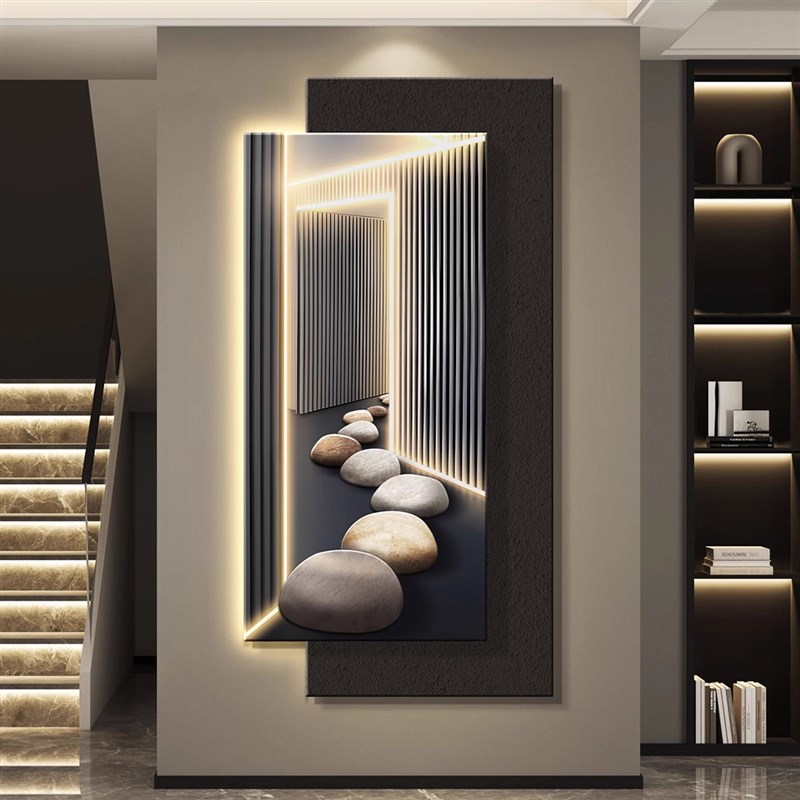 led灯轻奢入户玄关装饰画尽头走廊过道壁灯高级感大气正对门挂画