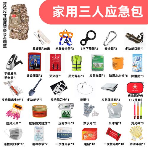 应急救援包战备家庭人防r物资储备地震水灾生存防灾急救逃生避难