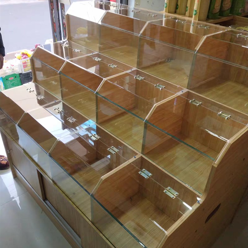 药店展示柜中药柜药材柜干货w炒货柜盒子透明亚克力玻璃柜木制货