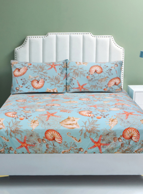 爱丽丝花园蓝色海洋风全底世界大号全包床笠