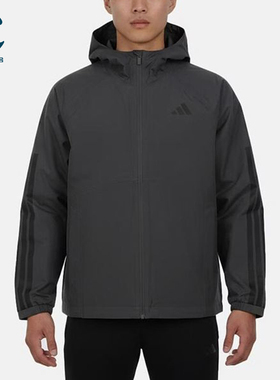 Adidas/阿迪达斯正品S新款男深灰黑色运动经典休闲连帽夹克KE0272