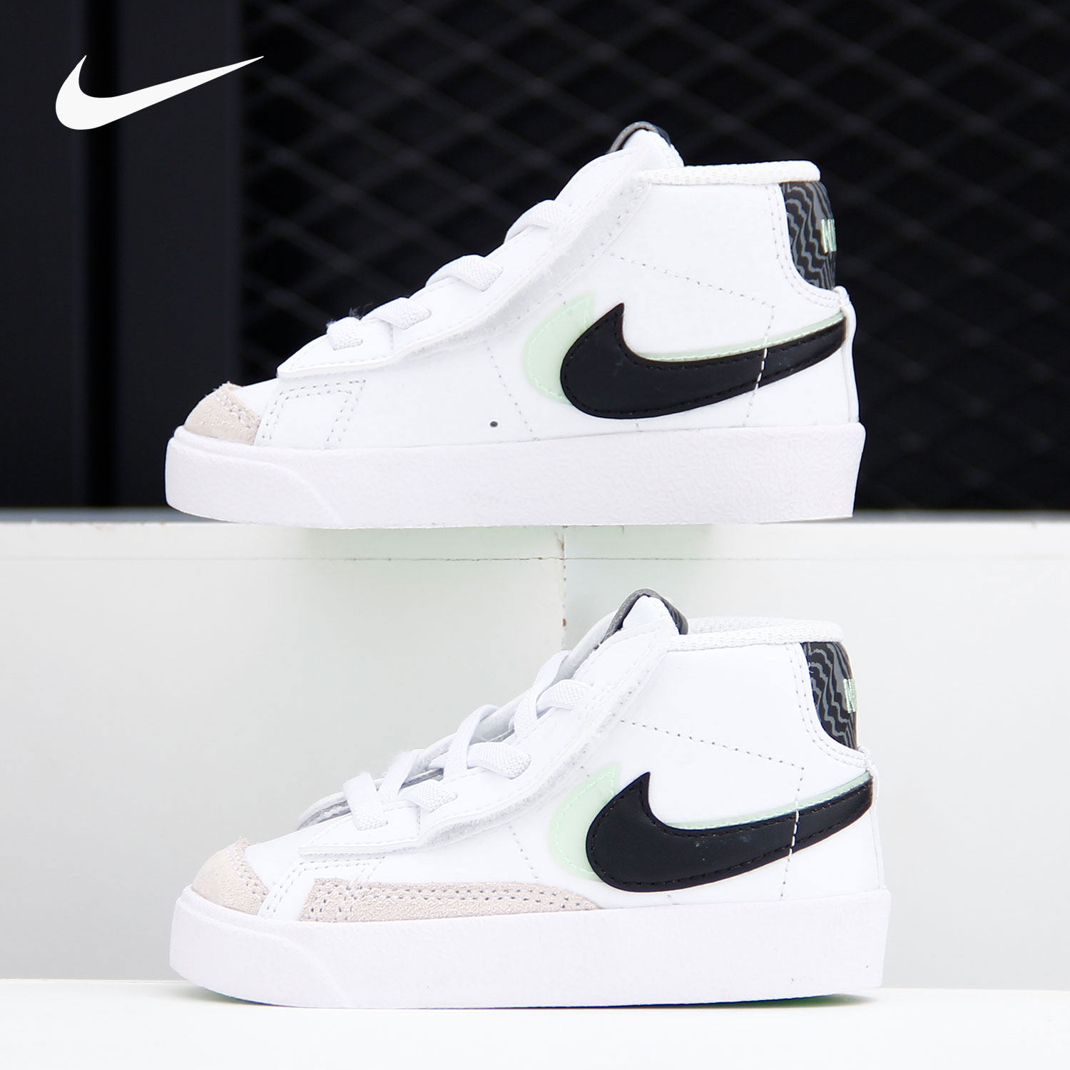 Nike/耐克正品BLAZER MID 男女小童高帮开拓者休闲板鞋DD1849-100,童鞋/婴儿鞋/亲子鞋,板鞋,淘宝优惠券,粉丝福利购,淘宝优惠卷