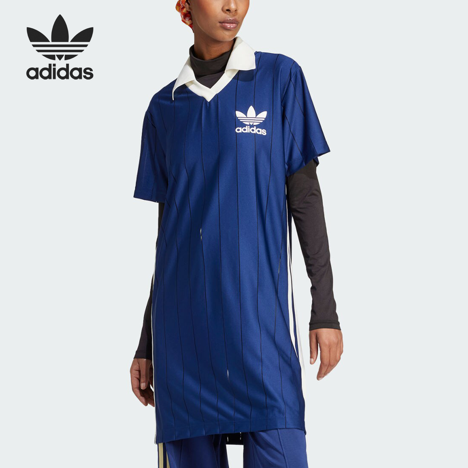 Adidas/阿迪达斯正品三叶草女士运动短袖翻领连衣裙IR7467