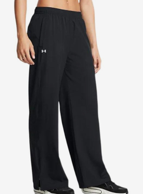 UA/安德玛正品2025新款女子梭织宽松运动休闲阔腿长裤1386453-001