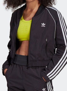 Adidas/阿迪达斯正品女士条纹印花拉链运动夹克外套GN2791