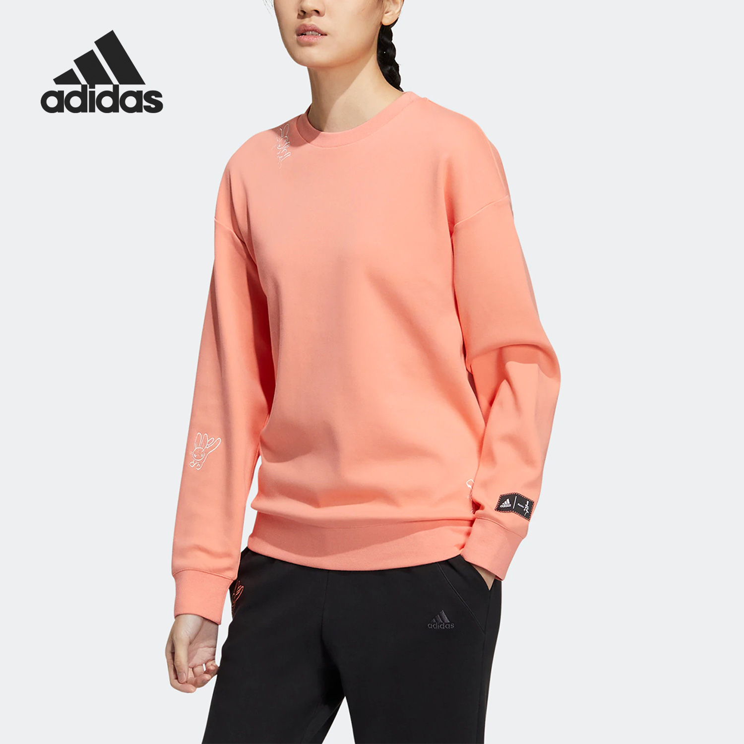 Adidas/阿迪达斯正品春季新款女子跑步运动圆领卫衣HZ3003