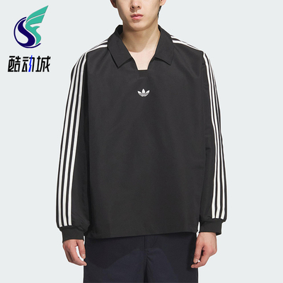 Adidas/阿迪达斯正品三叶草男女休闲翻领套头运动宽松长袖KF9602
