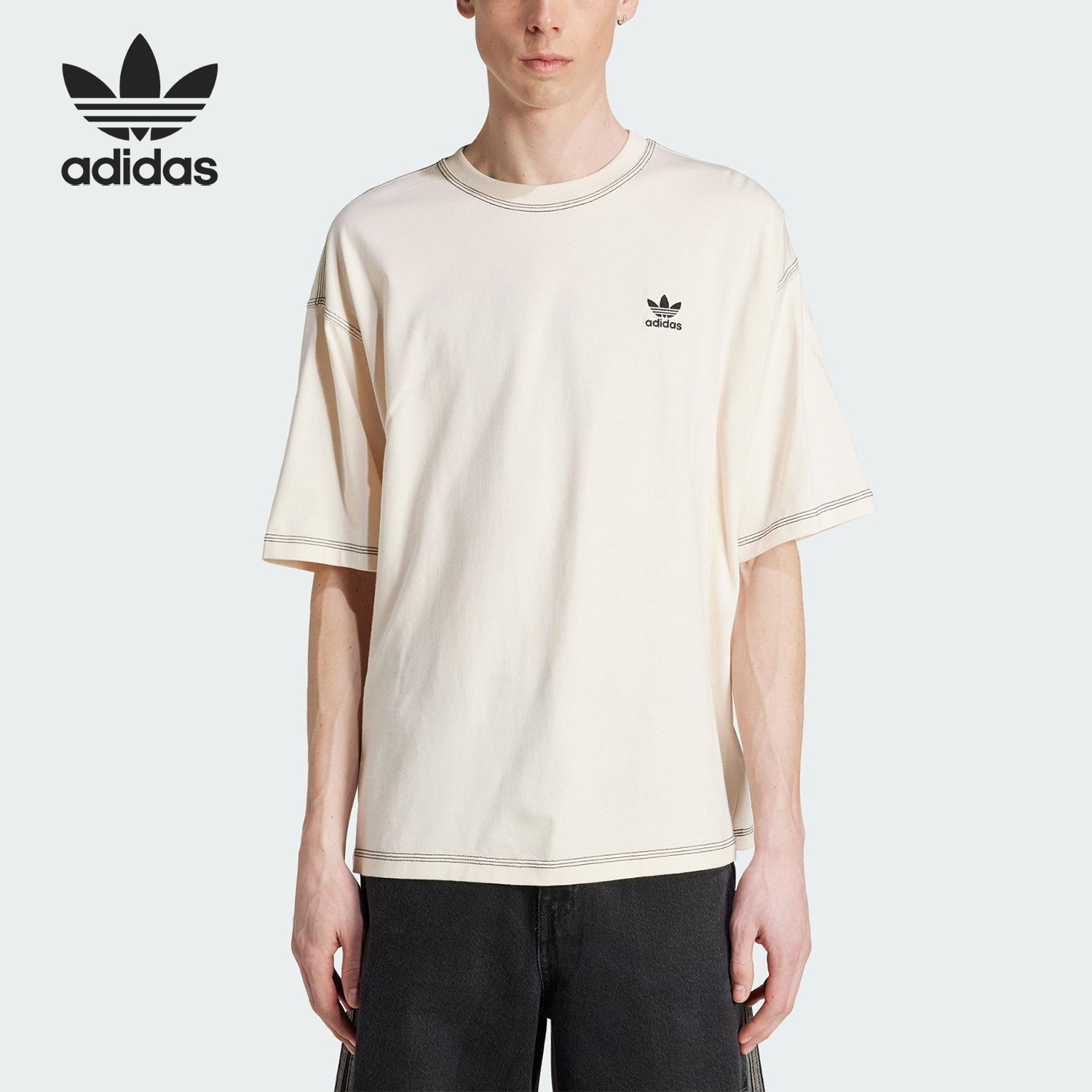 Adidas/阿迪达斯正品三叶草男士经典简约透气运动圆领短袖JW0970
