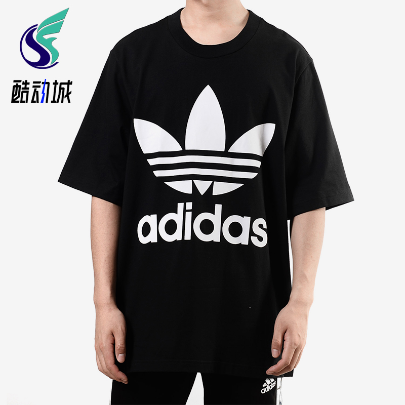 Adidas/阿迪达斯正品三叶草男装LOGO印花圆领经典运动短袖BK7175