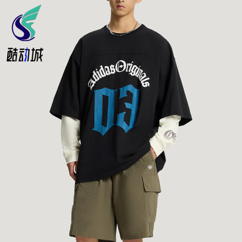 Adidas/阿迪达斯正品三叶草男士透气运动时尚字母短袖T恤KT3039