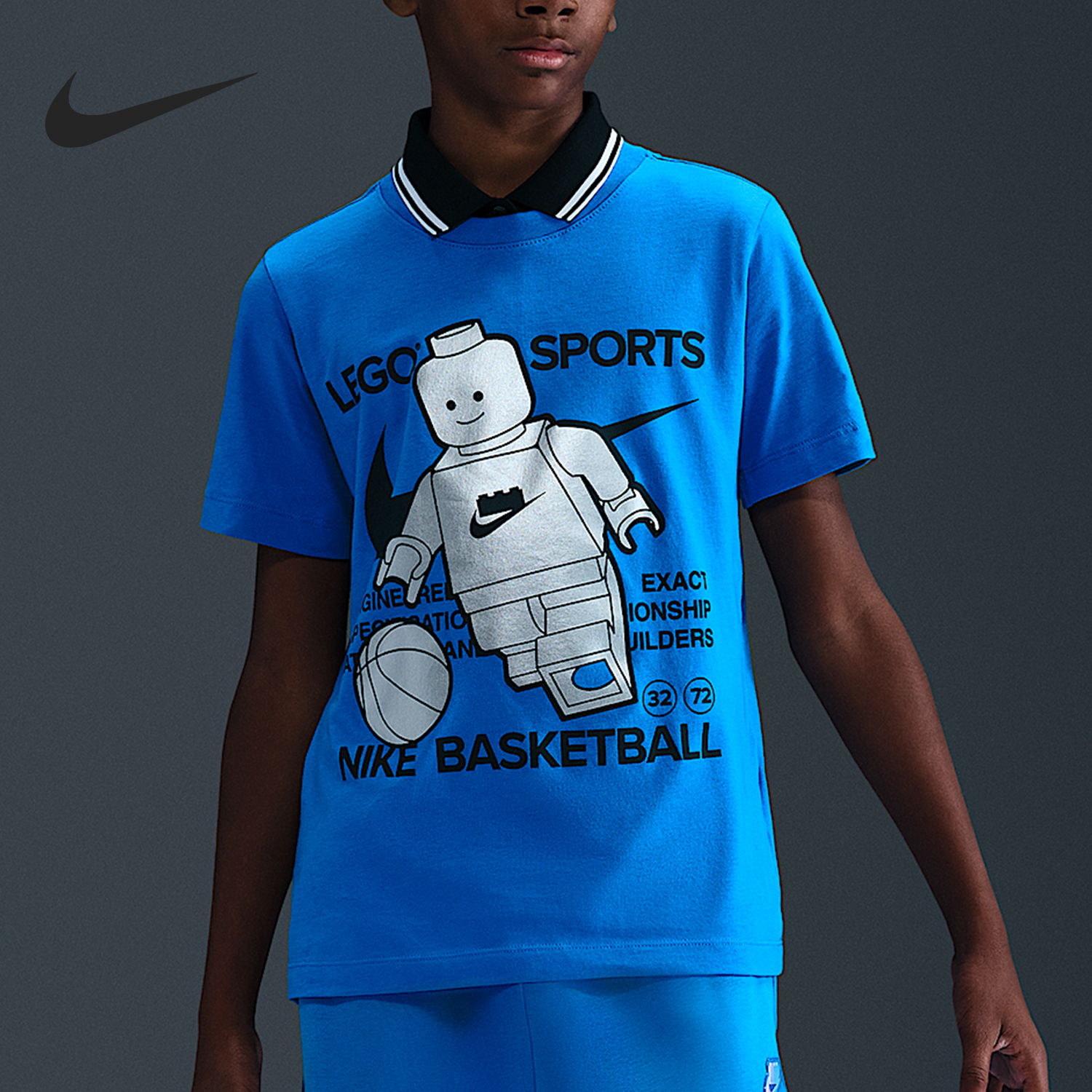 Nike/耐克正品2025大童圆领套头透气耐穿运动短袖HV5194-470