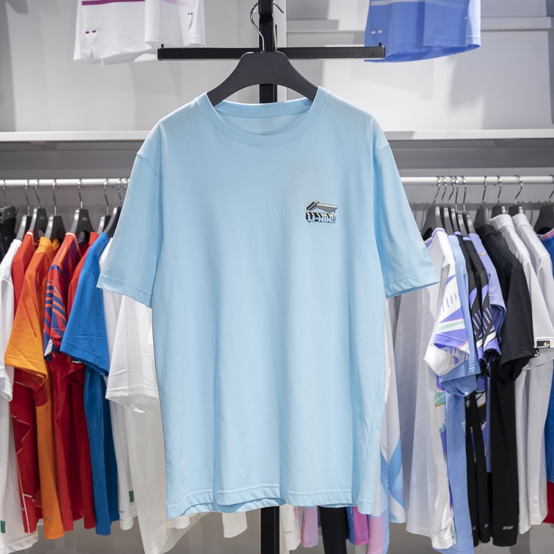 李宁正品运动潮流系列男子卡通印花圆领休闲透气短袖T恤AHST179-6