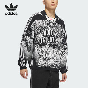 Adidas/阿迪达斯正品三叶草新款情侣款黑白色针织衫JZ7251