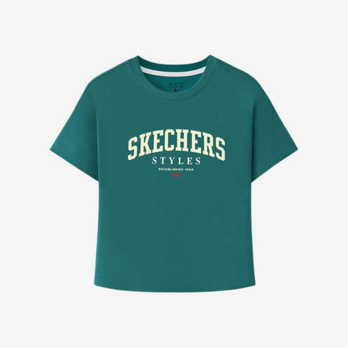 Skechers斯凯奇正品女针织透气套头短袖速干T恤L226W051-06CG