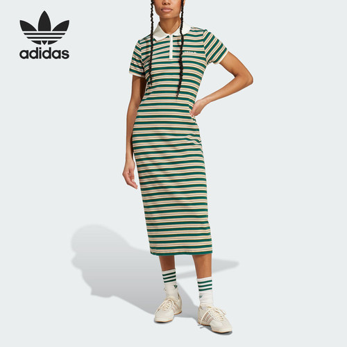 Adidas/阿迪达斯正品三叶草女士休闲时尚翻领连衣裙JC6178