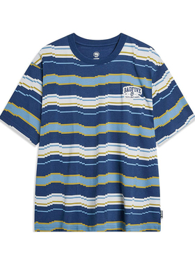 李宁正品反伍系列男子宽松圆领舒适透气条纹休闲短袖T恤AHST695-2