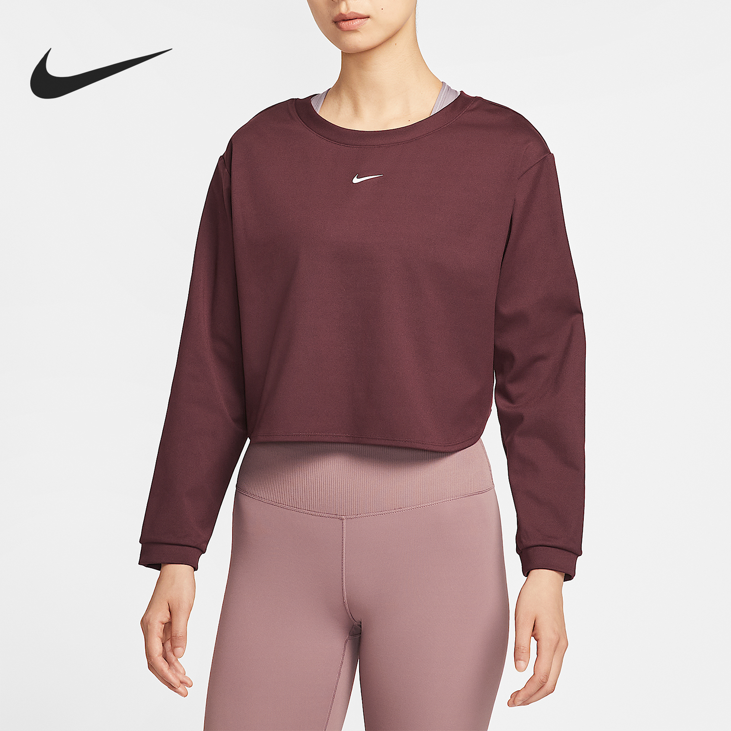 Nike/耐克正品Dri-FIT女士针织宽松前后两穿时尚长袖IH8609-652
