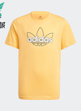 Adidas/阿迪达斯正品三叶草大童舒适圆领透气印花运动短袖GN2300