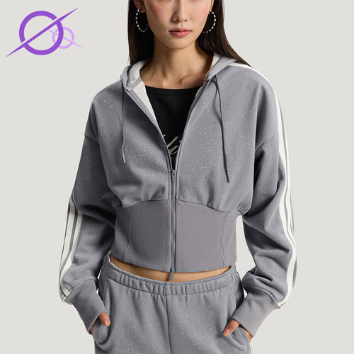 Adidas/阿迪达斯正品DCE KN JKT 1女士条纹针织时尚外套KX8906