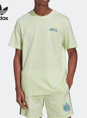 Adidas/阿迪达斯正品当季三叶草冲浪图案男子运动T恤HF4866