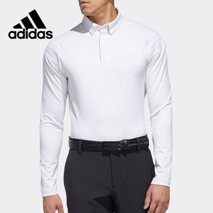 FS6834 Adidas 阿迪达斯正品 男子高尔夫运动三条纹长袖 POLO衫