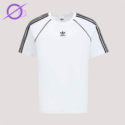 Adidas/阿迪达斯正品三叶草男士简约圆领经典条纹透气T恤KY2871