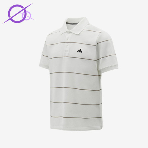 Adidas/阿迪达斯正品新款男白灰色条纹翻领短袖Polo衫KS0420