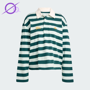 KF2326 三叶草女士耐穿套头条纹透气POLO衫 Adidas 阿迪达斯正品