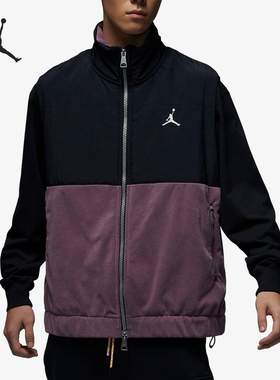 Nike/耐克正品JORDAN男士拼接立领宽松拉链保暖棉马甲FD8629-011