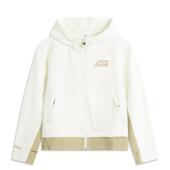 李宁正品 户外系列女大童时尚 撞色宽松休闲针织连帽外套YFDU062