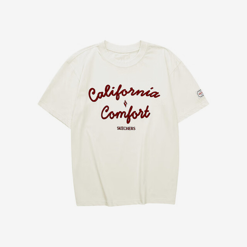 Skechers/斯凯奇正品夏季新款男女刺绣印花休闲透气短袖T恤