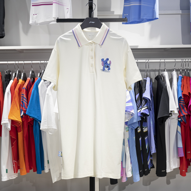 李宁正品迪士尼史迪奇联名系列女子宽松休闲百搭连衣裙ASKU068-5