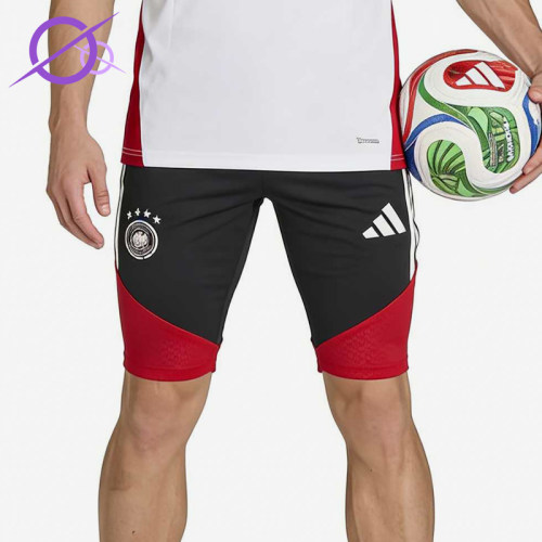 Adidas/阿迪达斯正品纯色松紧中腰直筒裤男经典黑红色短裤KB4481