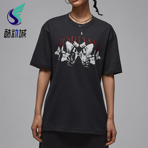 Nike/耐克正品JORDAN女装印花宽松透气经典圆领短袖T恤IB7032-045