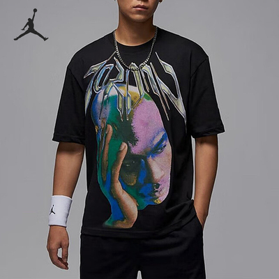 Nike/耐克正品JORDAN男士满印花时尚针织透气短袖HJ2349-010
