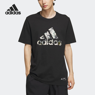 圆领男子印花短袖 Adidas 新款 夏季 上衣IP3968 阿迪达斯正品