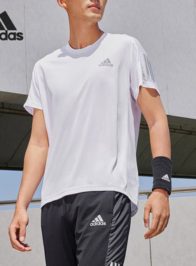 阿迪达斯正品运动短袖男2025夏季新款白色速干T恤休闲半袖GC7868
