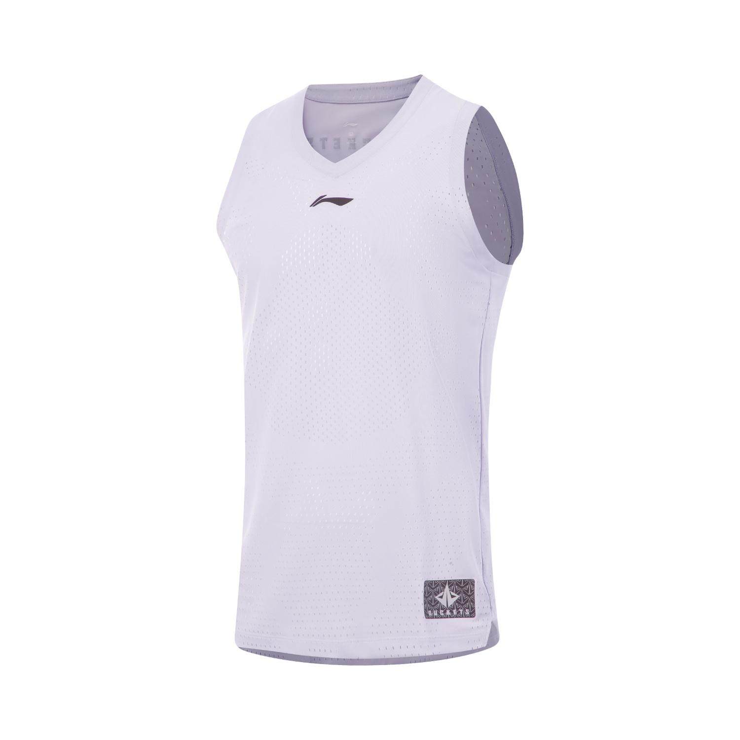 李宁正品篮球系列男子速干透气运动训练比赛V领背心T恤AAYV079