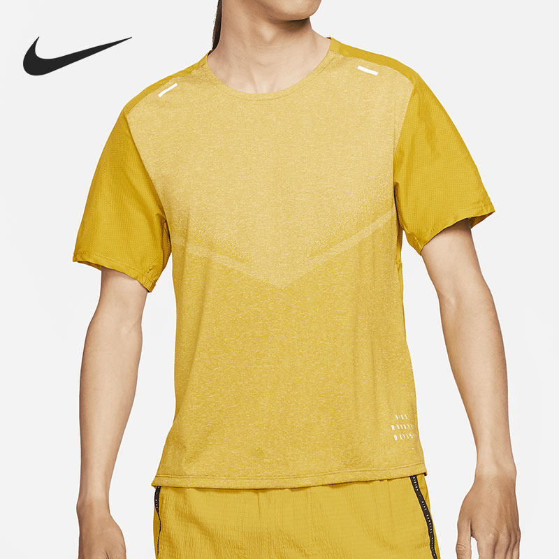 Nike/耐克正品男子反光拼接跑步训练运动短袖T恤 DA1299-392