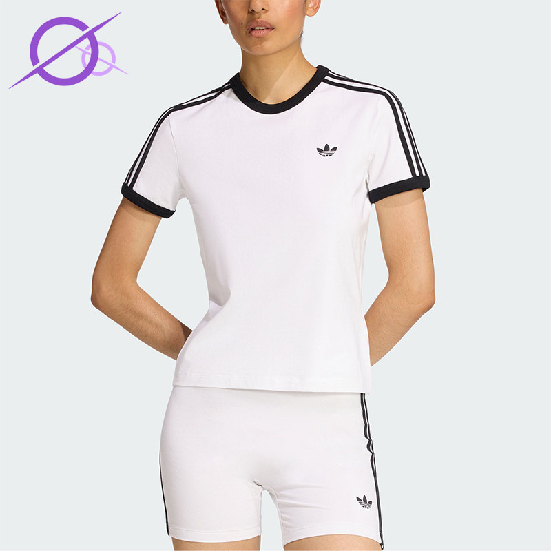 Adidas/阿迪达斯正品三叶草女士圆领经典套头透气修身短袖KD3683图片