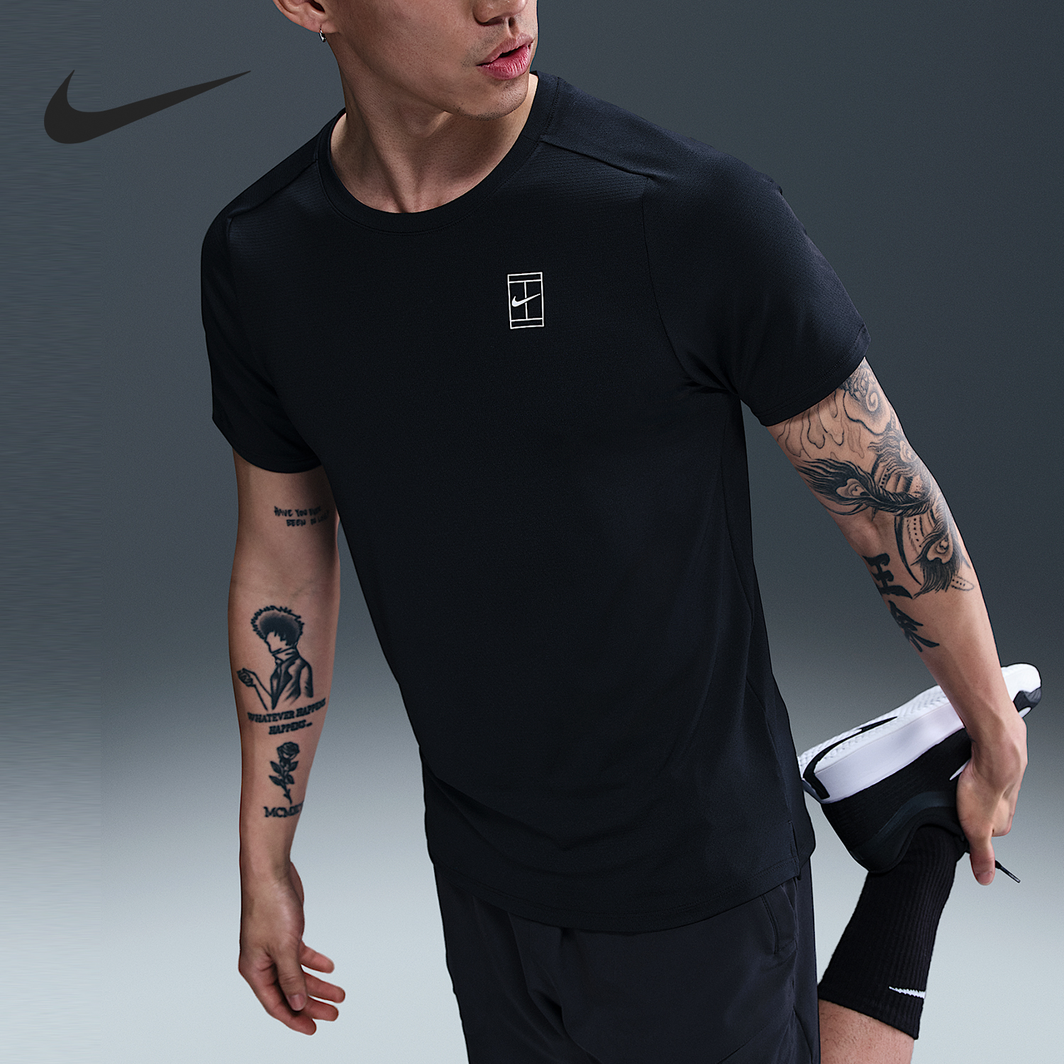 Nike/耐克正品Dri-FIT男士针织套头透气休闲短袖FZ6911-010