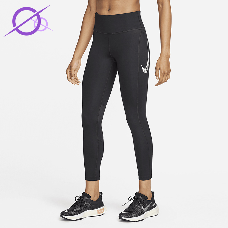Nike/耐克正品2025女士训练印花口袋运动紧身九分裤FN3268-010