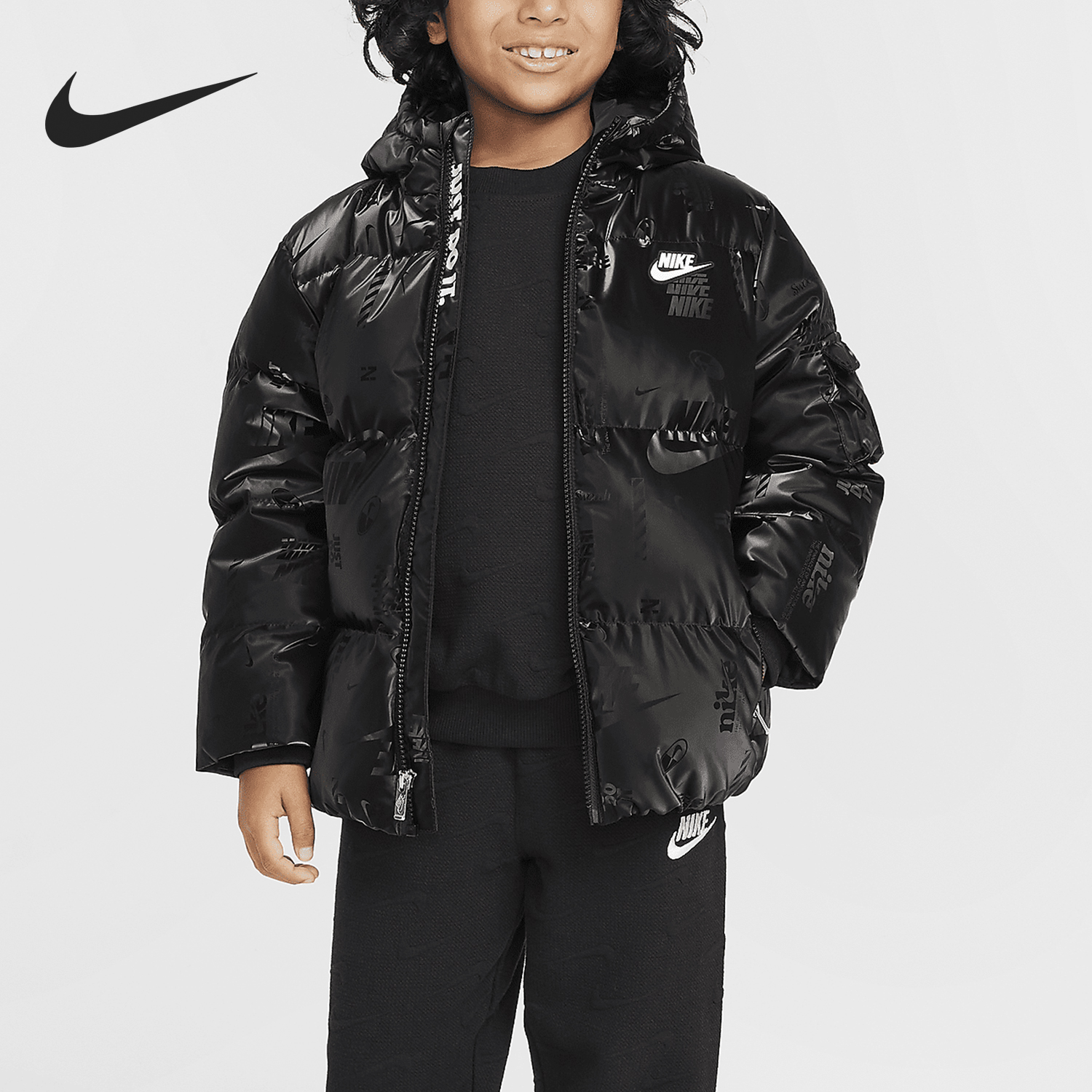 Nike/耐克正品当季新款小童时尚亮面保暖羽绒服HQ7319-010