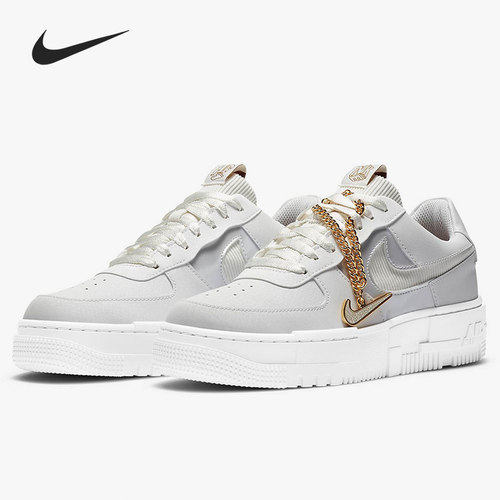 Nike/耐克正品Air Force Pixel 女子AF1白灰像素休闲鞋DC1160-100