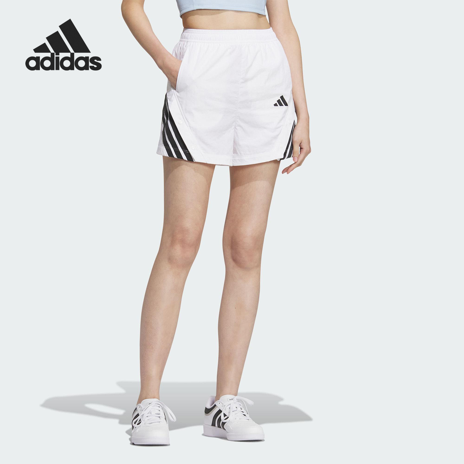 Adidas/阿迪达斯正品2025夏季款女士梭织运动宽松短裤KE5853