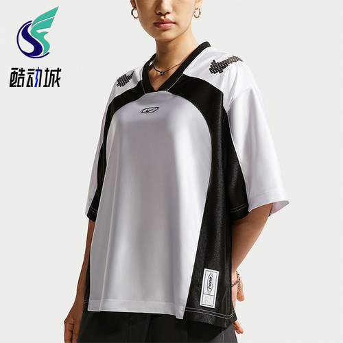 Nike/耐克正品女士LogoV领套头时尚经典短袖T恤IQ6138-101